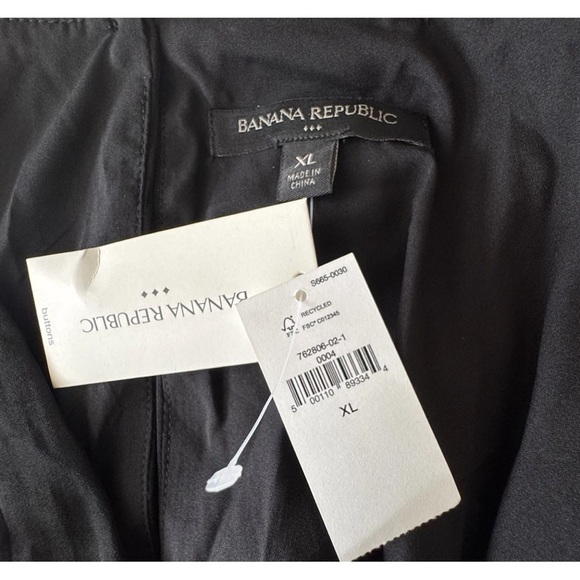 BANANA REPUBLIC $100 CROPPED WRAP PLEATED BLOUSE Black Balloon 3/4 Sleeves SZ XL - Picture 6 of 8